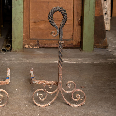 #37582 Wrought Iron Fireplace Andirons image 2