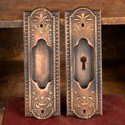 #38364 Antique Corbin Pocket Door Hardware Pulls image 2