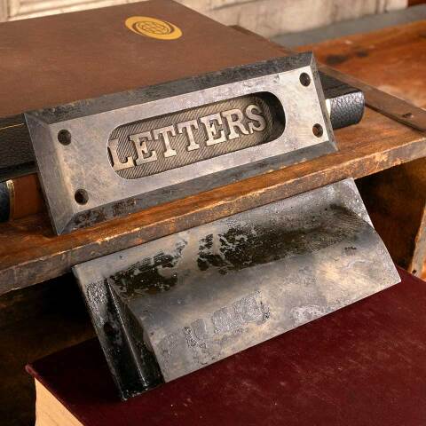 #38390 Antique LETTERS Door Mail Slot Hardware image 2