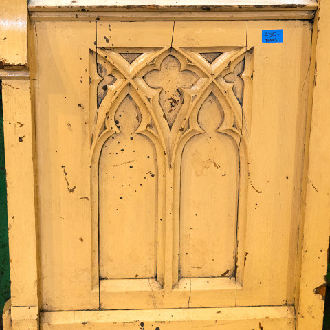 #38493 Salvaged Painted Oak Carved Gothic Panel image 2