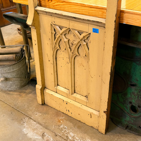 #38493 Salvaged Painted Oak Carved Gothic Panel image 6