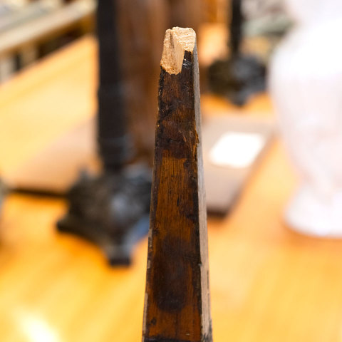 #38493 Salvaged Painted Oak Carved Gothic Panel image 8