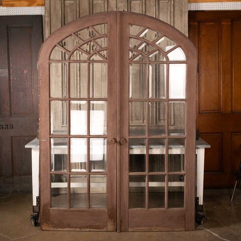 #38516 60x84 Antique Arched French Entry Doors image 5