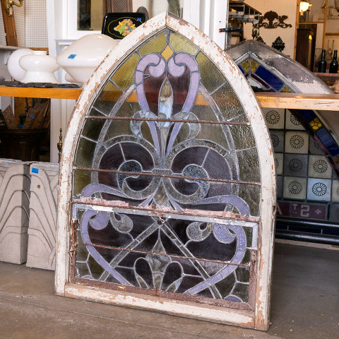 #39348 Salvaged Arched Top Stained Glass Window image 8