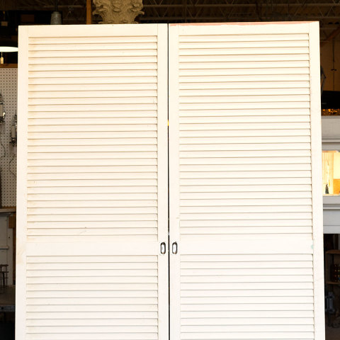 #39740 Pair of Salvaged Louvered Door Panels image 2