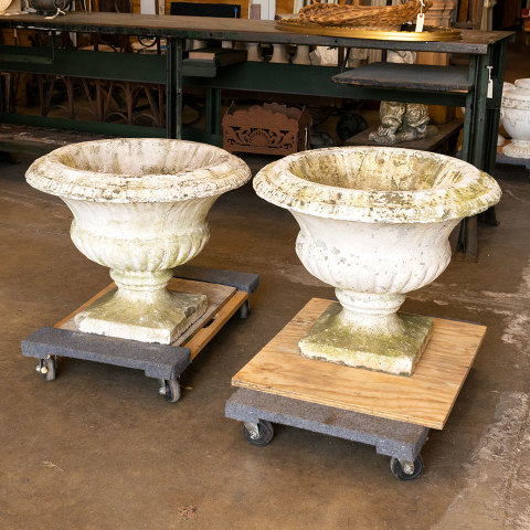 #39799 Pair of Vintage Concrete Garden Urns image 2
