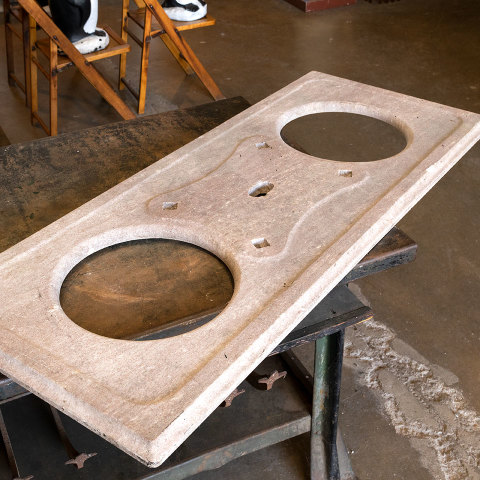 #39951 Victorian Double Bowl Marble Sink Top image 3