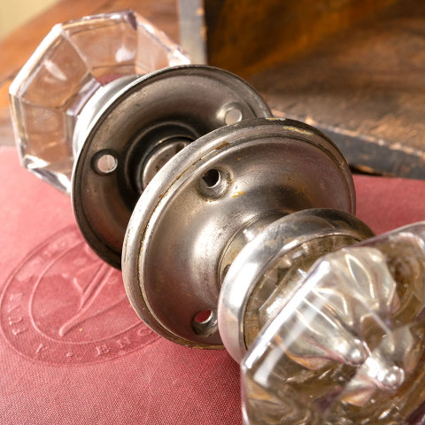 #40508 Antique Nickel and Glass Doorknob Set image 4