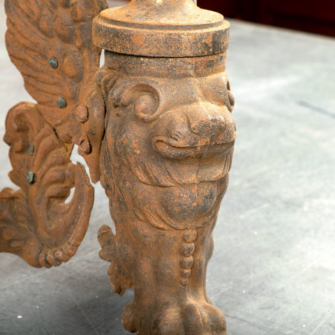 #40522 Antique Griffin Fireplace Andiron Fronts image 5