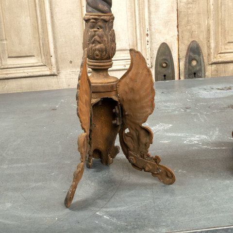 #40522 Antique Griffin Fireplace Andiron Fronts image 8