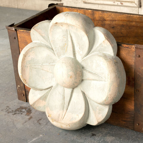 #41610 Antique Carved Wood Floral Rosette image 2