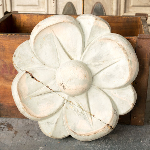 #41610 Antique Carved Wood Floral Rosette image 4