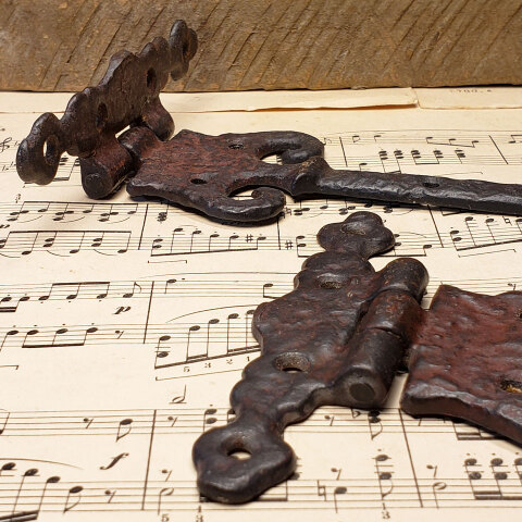 #41807 Pair of Salvaged Wrought Iron Strap Hinges image 3