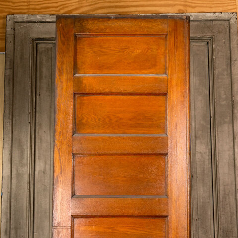 #41887 32x96 Salvaged 6 Panel Oak Pocket Door image 2