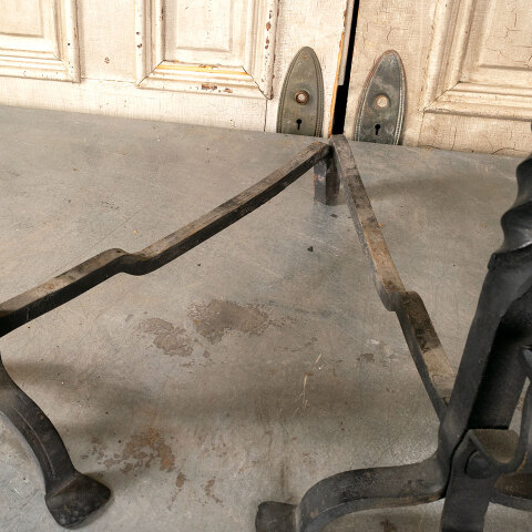 #42809 Antique Wrought Iron Fireplace Andirons image 6