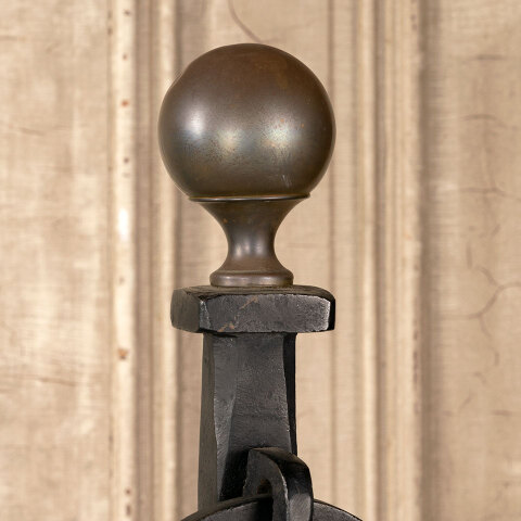 #42809 Antique Wrought Iron Fireplace Andirons image 7