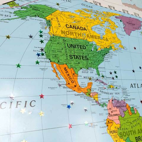 #43184 School Classroom Pull Down World Map image 5