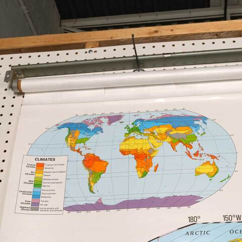#43184 School Classroom Pull Down World Map image 2