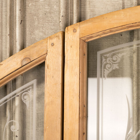 #43665 Antique 3-Piece Etched Glass Arched Transom image 4