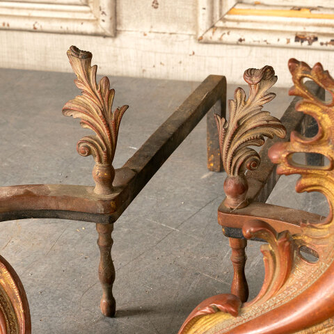 #43955 French Rococo Style Brass Fireplace Andirons image 6