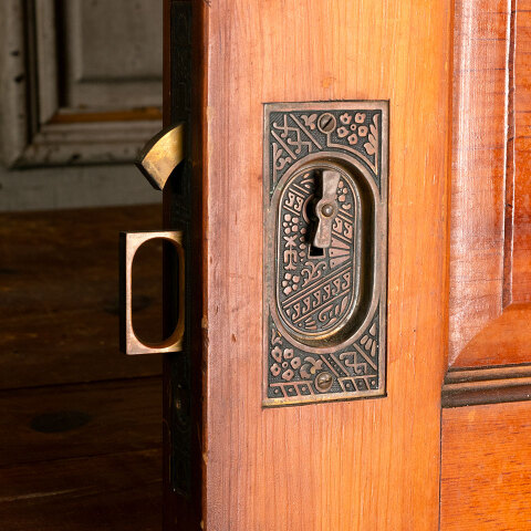 #44061 56x96 Salvaged Antique 12 Panel Pocket Door image 8