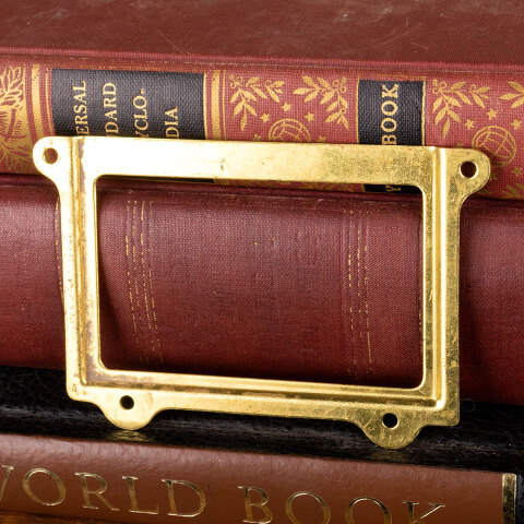 #44717 Salvaged Brass Card Catalog Label Holder image 4