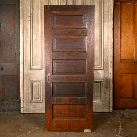 #44957 30x78 Antique Oak 5 Panel Interior Door image 5