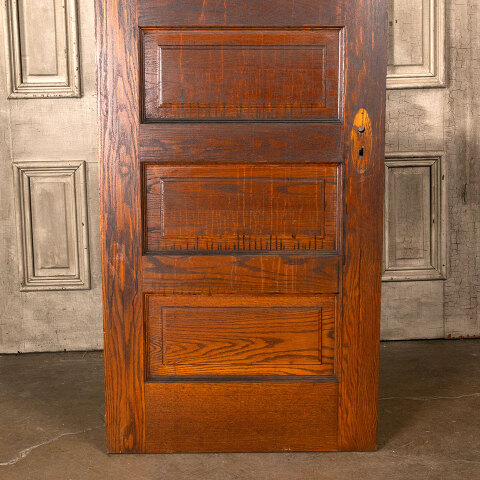 #44957 30x78 Antique Oak 5 Panel Interior Door image 3