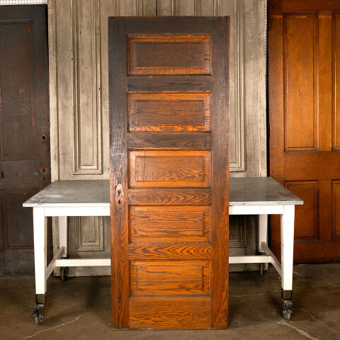 #44960 30x79 Salvaged Antique 5 Panel Interior Door image 5