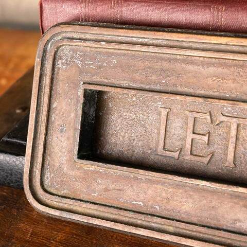 #45241 Antique LETTERS Door Mail Slot Hardware image 5