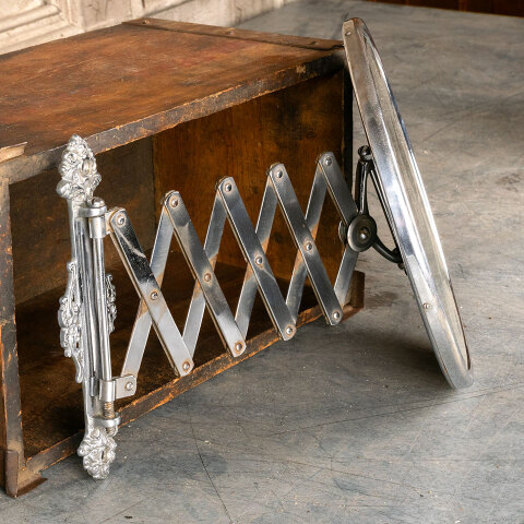 #45242 Antique Large Round Beveled Shaving Mirror image 4