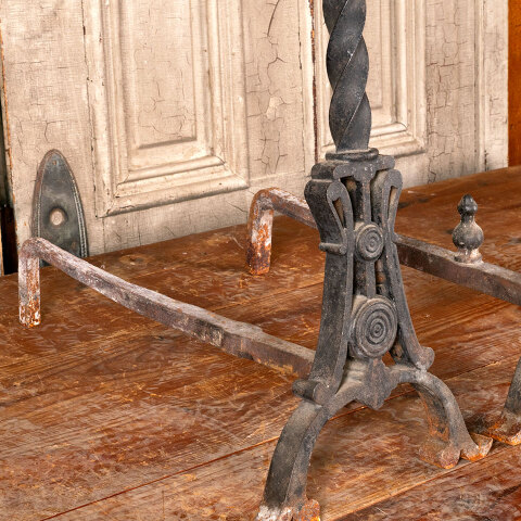 #45247 Antique Cast Iron Fireplace Andirons image 5