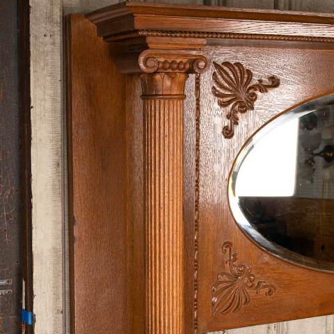 #45489 62x75 Salvaged Antique Oak Fireplace Mantel image 2
