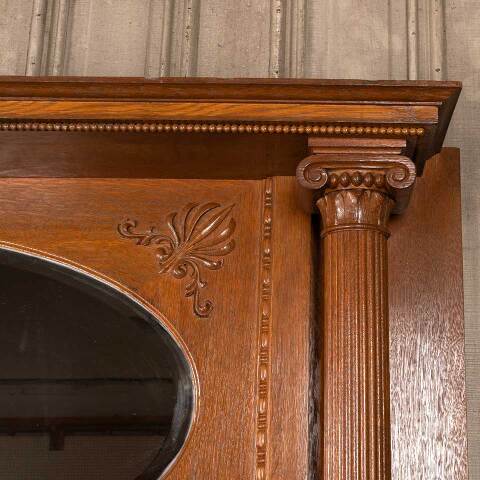 #45489 62x75 Salvaged Antique Oak Fireplace Mantel image 5