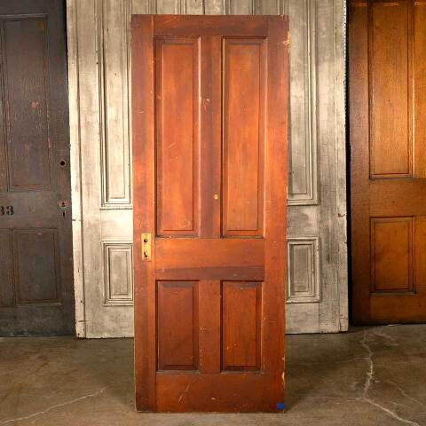 #45783 30x77 Antique 4 Panel Wood Interior Door image 5