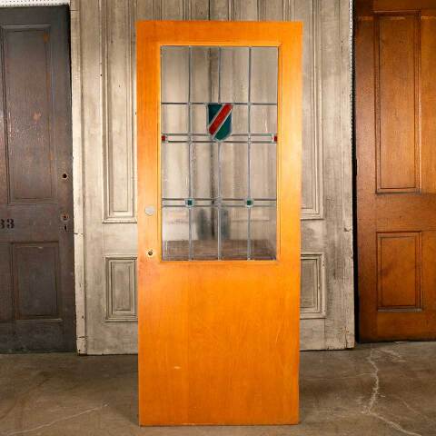 #45814 32x79 Vintage Interior Door w/ Leaded Glass image 5