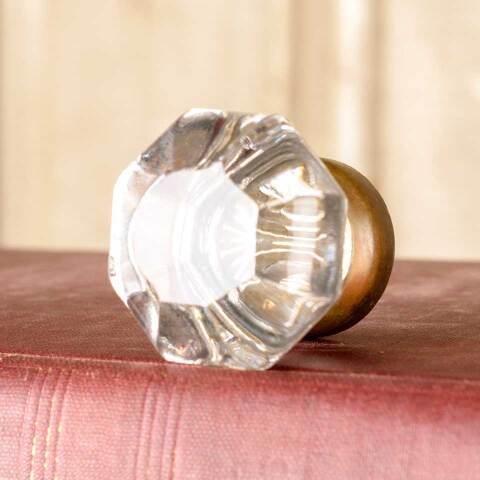 #47172 Antique Glass and Brass Furniture Knob image 3