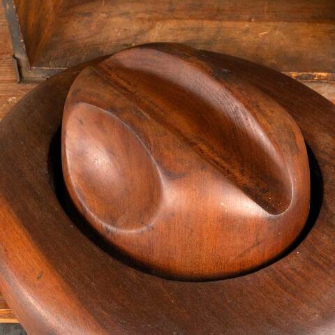 #47233 Antique Solid Wood 2 Piece Hat Form image 8