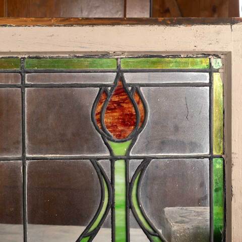 #47298 Salvaged Antique Stained Glass Tulip Window image 7