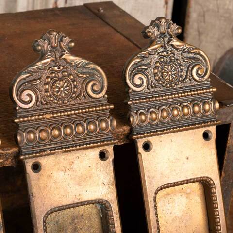 #47302 Salvaged Antique Pocket Door Pulls Hardware image 2