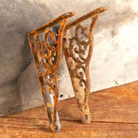 #47350 Antique Ornate Cast Iron Shelf Brackets image 3