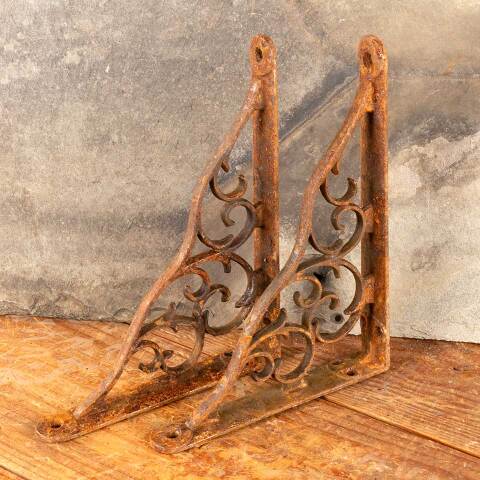 #47350 Antique Ornate Cast Iron Shelf Brackets image 8