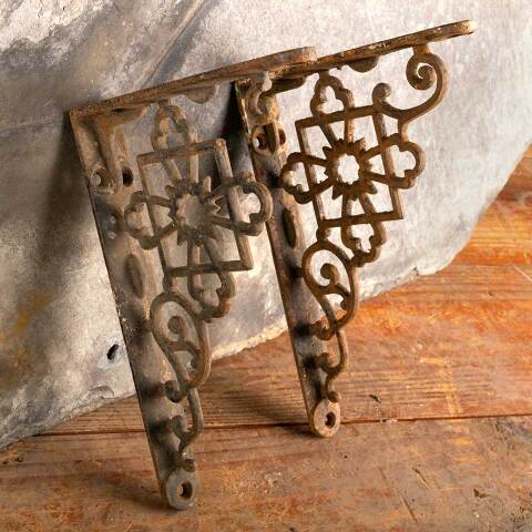 #47360 Antique Ornate Cast Iron Shelf Brackets image 2
