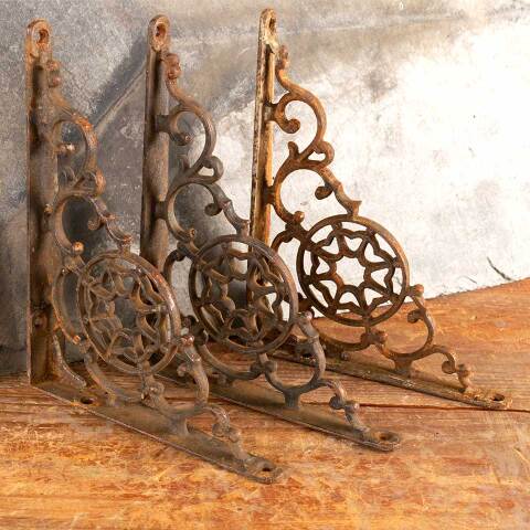 #47375 Antique Ornate Cast Iron Shelf Bracket Set image 4