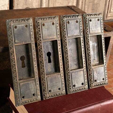 #47475 Salvaged Antique Pocket Door Hardware Pulls image 2