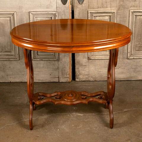 #47531 Antique Victorian Oval Walnut Parlor Table image 2