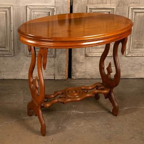 #47531 Antique Victorian Oval Walnut Parlor Table image 3