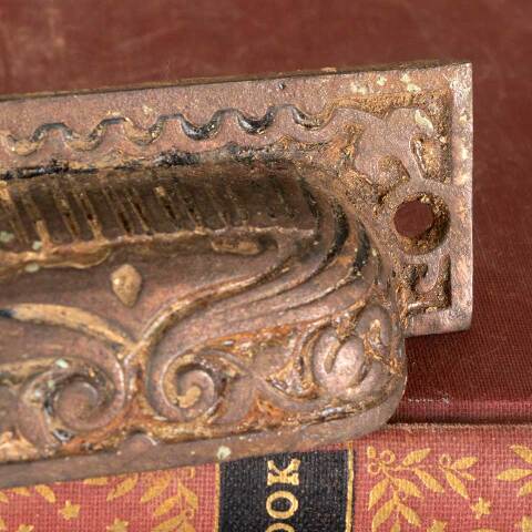 #47615 Antique Ornate Cast Iron Bin Pull Hardware image 4