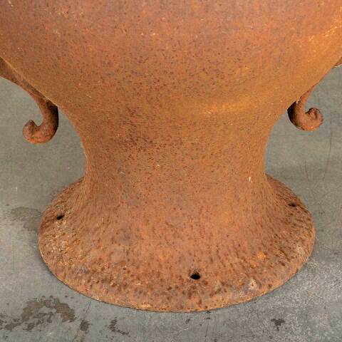 #47802 Antique Rusty Cast Iron Handled Garden Urn image 4