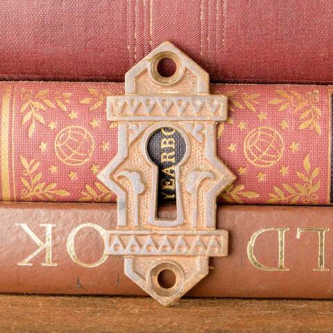 #47820 Antique Ornate Bronze Keyhole Escutcheon image 2